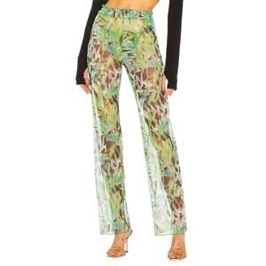 Kim Shui Sheer Green Leaf Print Pants Size S NWT